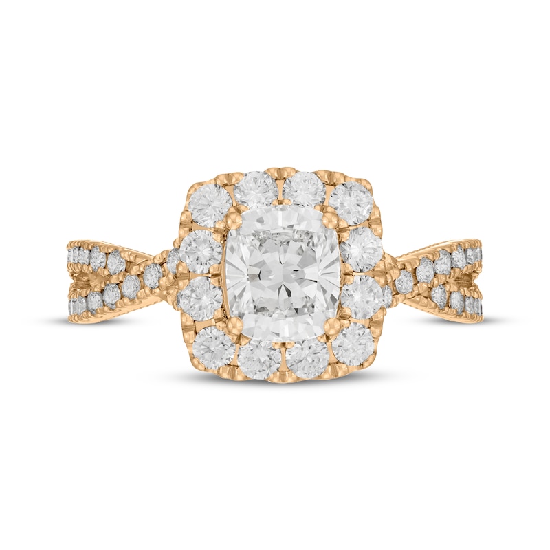 Main Image 6 of Neil Lane Artistry Cushion-Cut Lab-Grown Diamond Engagement Ring 1-7/8 ct tw 14K Yellow Gold