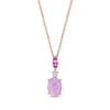 Thumbnail Image 1 of Pink Lab-Created Opal, Pink & White Lab-Created Sapphire Necklace 10K Rose Gold 18&quot;