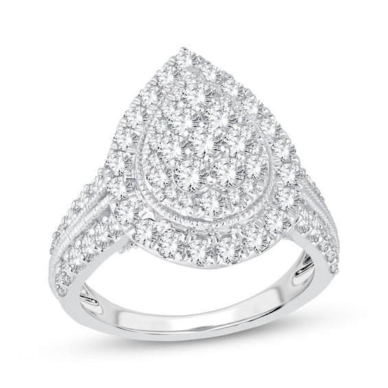 Now + Forever Multi-Diamond Center Pear Engagement Ring 2 ct tw 10K White Gold