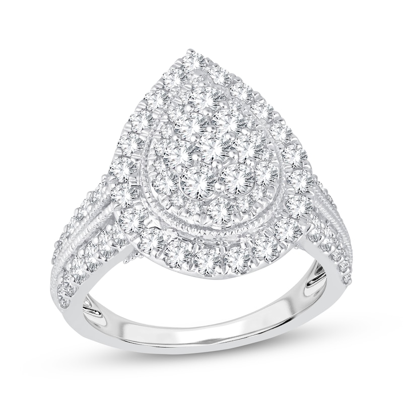 Main Image 1 of Now + Forever Multi-Diamond Center Pear Engagement Ring 2 ct tw 10K White Gold