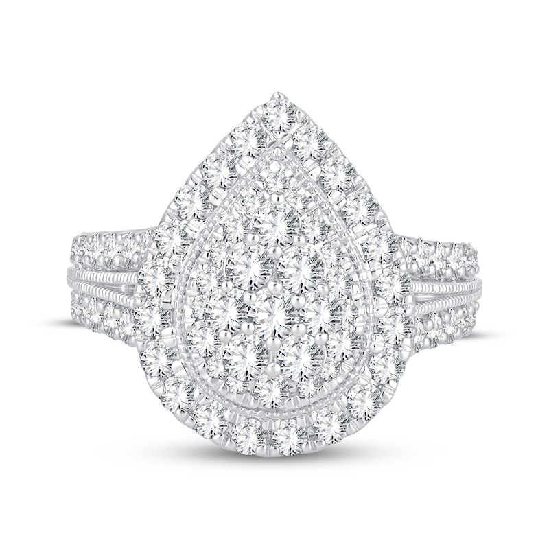 Main Image 3 of Now + Forever Multi-Diamond Center Pear Engagement Ring 2 ct tw 10K White Gold