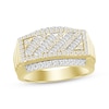 Thumbnail Image 0 of Men's Baguette & Round-Cut Diamond Diagonal Ring 1 ct tw 10K Yellow Gold