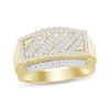 Thumbnail Image 1 of Men's Baguette & Round-Cut Diamond Diagonal Ring 1 ct tw 10K Yellow Gold