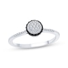 Black & White Multi-Diamond Center Promise Ring 1/5 ct tw Sterling Silver