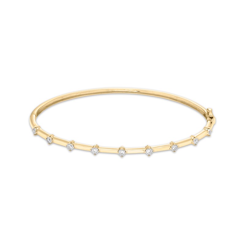 Diamond Station Bangle Bracelet 1/6 ct tw 10K Yellow Gold Kay