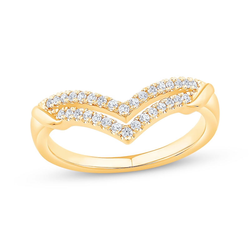 Main Image 1 of Now + Forever Diamond Double Chevron Anniversary Band 1/5 ct tw 14K Yellow Gold