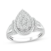 Thumbnail Image 1 of Now + Forever Multi-Diamond Center Teardrop-Frame Engagement Ring 1 ct tw 14K White Gold