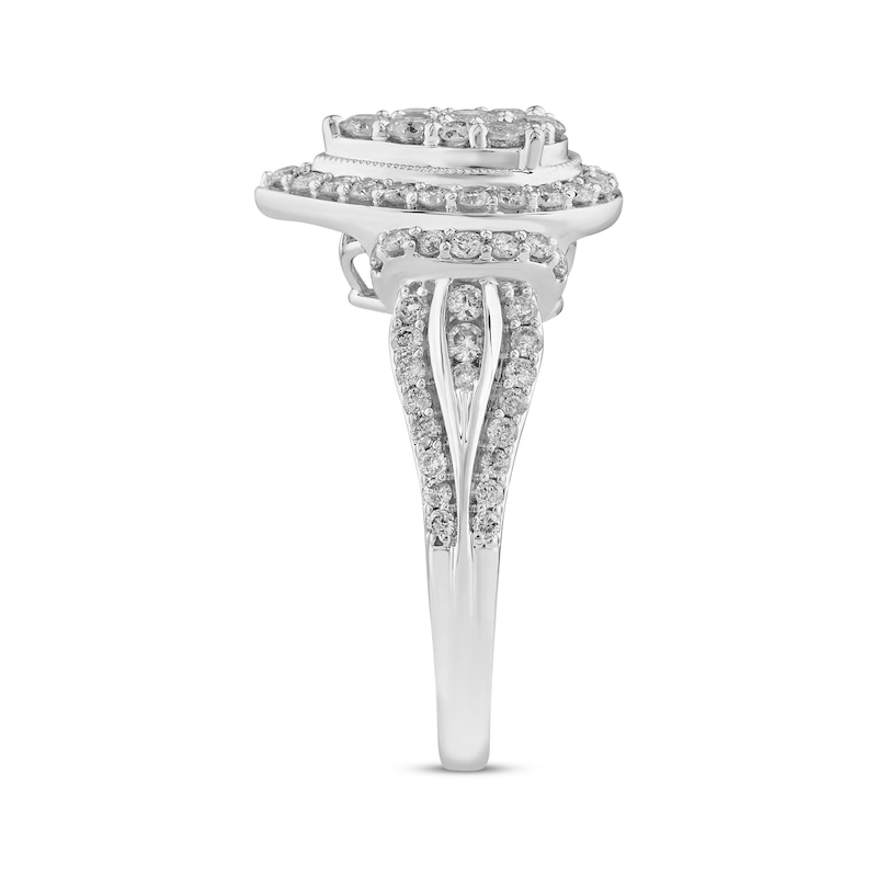 Main Image 2 of Now + Forever Multi-Diamond Center Teardrop-Frame Engagement Ring 1 ct tw 14K White Gold
