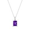 Thumbnail Image 1 of Emerald-Cut Amethyst & White Lab-Created Sapphire Necklace Sterling Silver 18&quot;