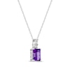 Thumbnail Image 2 of Emerald-Cut Amethyst & White Lab-Created Sapphire Necklace Sterling Silver 18&quot;
