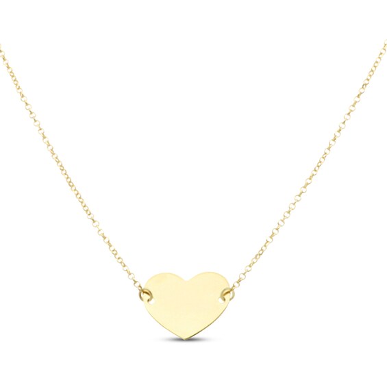 Engravable Heart Necklace 10K Yellow Gold 18"