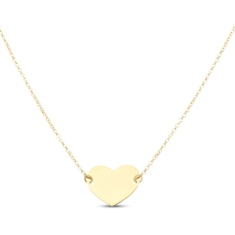 Main Image 1 of Engravable Heart Necklace 10K Yellow Gold 18&quot;