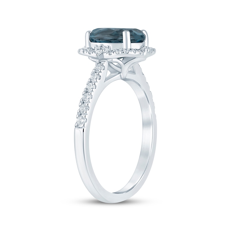 Oval-Cut London Blue Topaz & Diamond Engagement Ring 1/3 ct tw 14K White Gold
