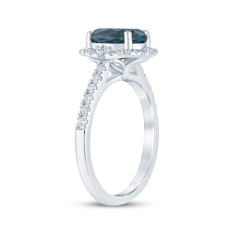 Main Image 5 of Now + Forever Oval-Cut London Blue Topaz & Diamond Engagement Ring 1/3 ct tw 14K White Gold