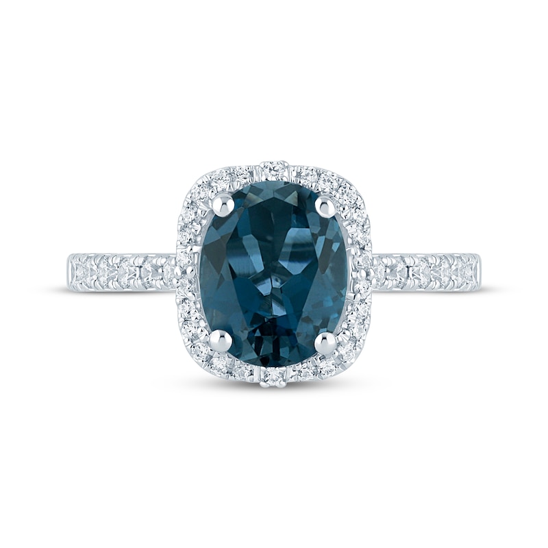 Main Image 6 of Now + Forever Oval-Cut London Blue Topaz & Diamond Engagement Ring 1/3 ct tw 14K White Gold