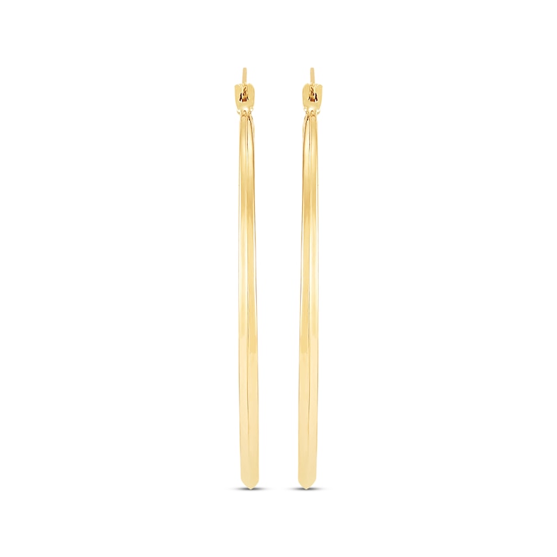 Main Image 2 of Flat Greek Key Polished Hoop Earrings 14K Yellow Gold 30mm