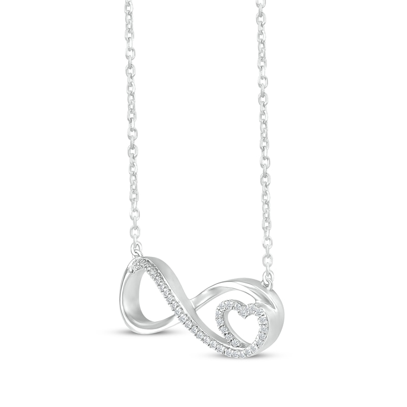 Main Image 2 of Diamond Infinity & Heart Necklace 1/10 ct tw 10K White Gold 18&quot;