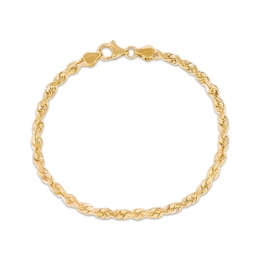 Textured 5.5mm Rope Chain Bracelet Solid 10K Yellow Gold 8.5"