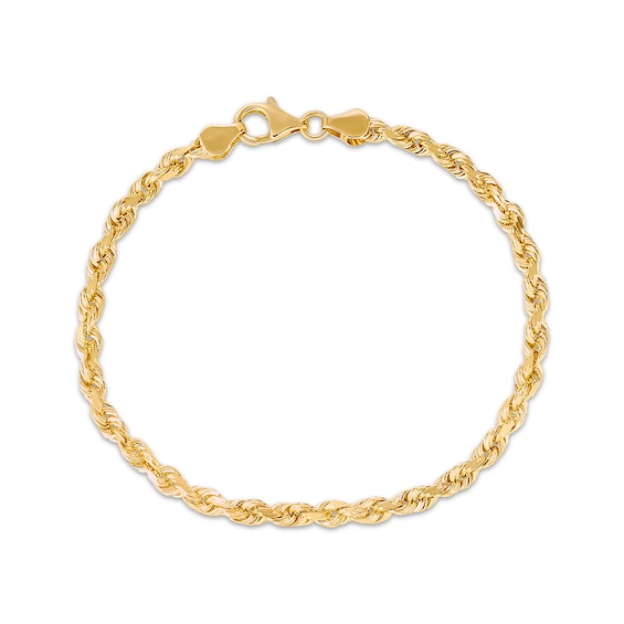 Textured 5.5mm Rope Chain Bracelet Solid 10K Yellow Gold 8.5"