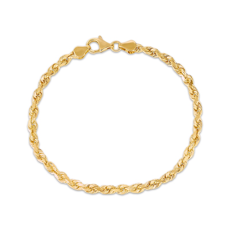 Textured Solid Rope Chain Bracelet 10K Yellow Gold 8.5