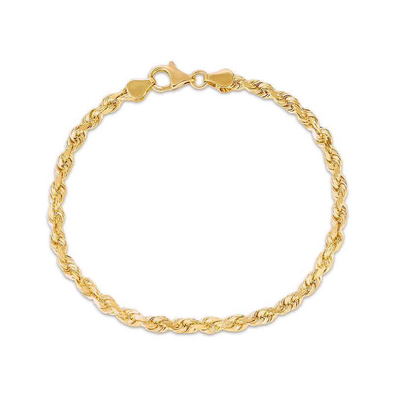 Main Image 1 of Textured 5.5mm Rope Chain Bracelet Solid 10K Yellow Gold 8.5&quot;