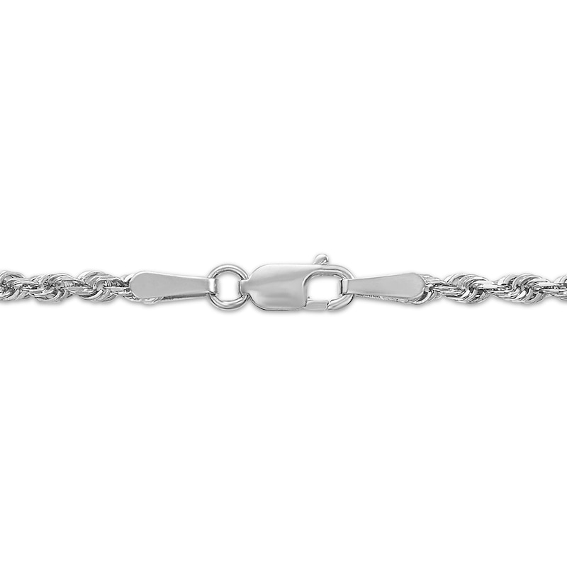 Solid Glitter Rope Chain Necklace 3mm 14K White Gold 18"