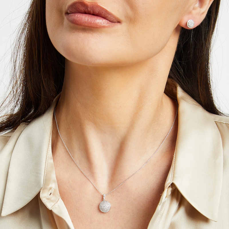 Main Image 4 of KAY Lab-Grown Diamonds Circle Necklace & Earrings Gift Set 1 ct tw Sterling Silver