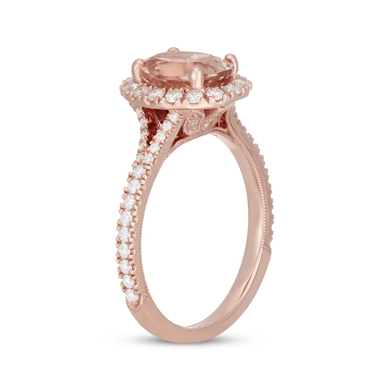Main Image 2 of Neil Lane Oval-Cut Morganite & Diamond Engagement Ring 1/2 ct tw 14K Rose Gold