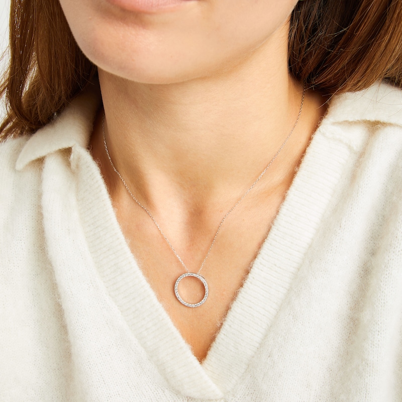 Main Image 4 of Diamond Eternity Circle Necklace 1/2 ct tw 10K White Gold 18&quot;