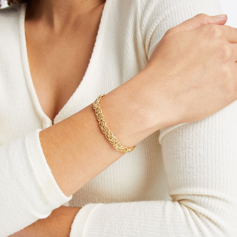 Main Image 4 of Byzantine Chain Bracelet Hollow 14K Yellow Gold 7.5&quot;