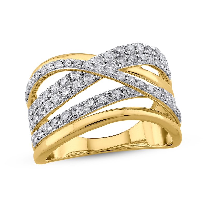 Main Image 1 of Diamond Crossover Ring 1 ct tw 10K Yellow Gold