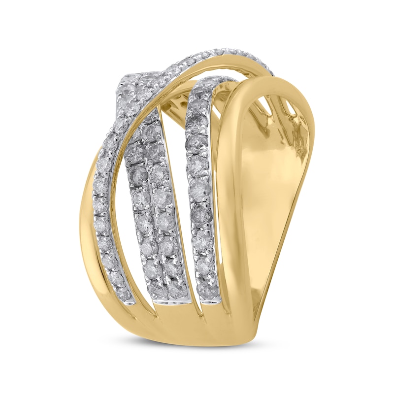 Main Image 2 of Diamond Crossover Ring 1 ct tw 10K Yellow Gold