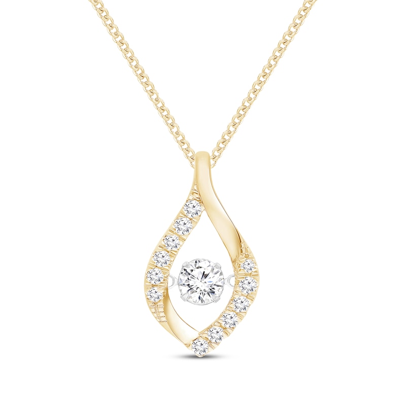 Main Image 1 of Unstoppable Love Lab-Grown Diamond Marquise Frame Necklace 1 ct tw 10K Yellow Gold 19&quot;