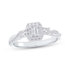 Thumbnail Image 0 of Emerald-Cut Diamond Three-Stone Twist Engagement Ring 1/2 ct tw 14K White Gold