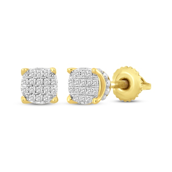 Men's Diamond Circle Stud Earrings 1/10 ct tw 10K Yellow Gold
