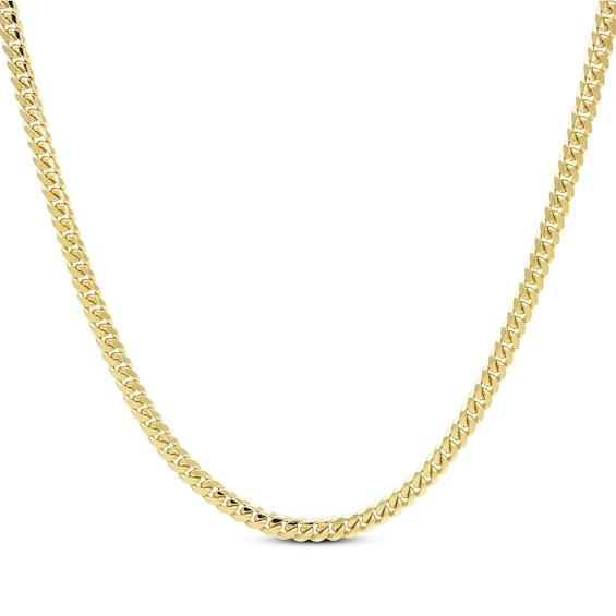 Cuban Curb Necklace 3.3mm Solid 14K Yellow Gold 20"
