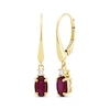 Thumbnail Image 1 of Oval-Cut Lab-Created Ruby & Diamond Dangle Earrings 10K Yellow Gold