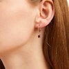 Thumbnail Image 4 of Oval-Cut Lab-Created Ruby & Diamond Dangle Earrings 10K Yellow Gold