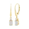 Thumbnail Image 1 of Oval-Cut Lab-Created Opal & Diamond Dangle Earrings 10K Yellow Gold
