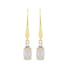 Thumbnail Image 2 of Oval-Cut Lab-Created Opal & Diamond Dangle Earrings 10K Yellow Gold
