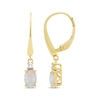 Thumbnail Image 3 of Oval-Cut Lab-Created Opal & Diamond Dangle Earrings 10K Yellow Gold