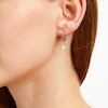 Thumbnail Image 4 of Oval-Cut Lab-Created Opal & Diamond Dangle Earrings 10K Yellow Gold