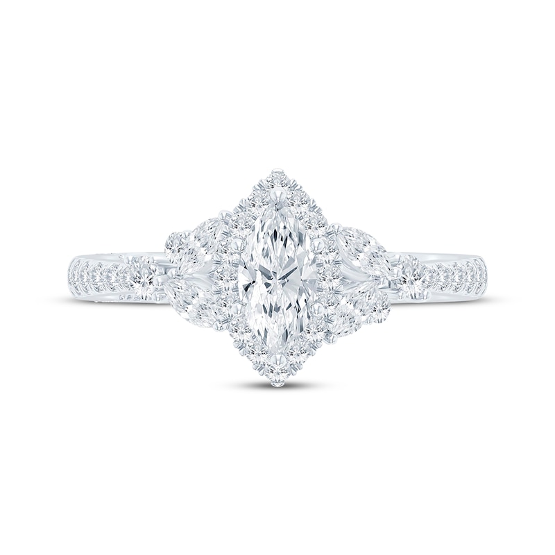 Monique Lhuillier Bliss Diamond Engagement Ring 1-1/8 ct tw Marquise & Round-cut 18K White Gold