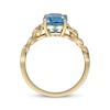 Thumbnail Image 3 of Cushion-Cut Swiss Blue Topaz & Diamond Chain Link Ring 1/10 ct tw 10K Yellow Gold