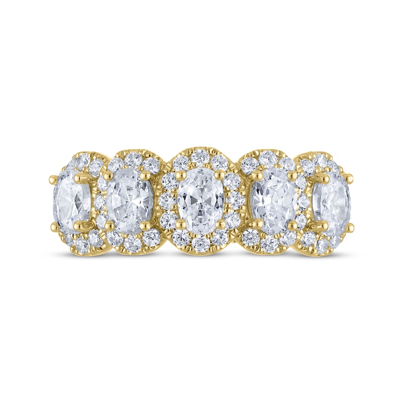 Main Image 3 of THE LEO Legacy Lab-Grown Diamond Oval-Cut Anniversary Ring 1-1/2 ct tw 14K Yellow Gold