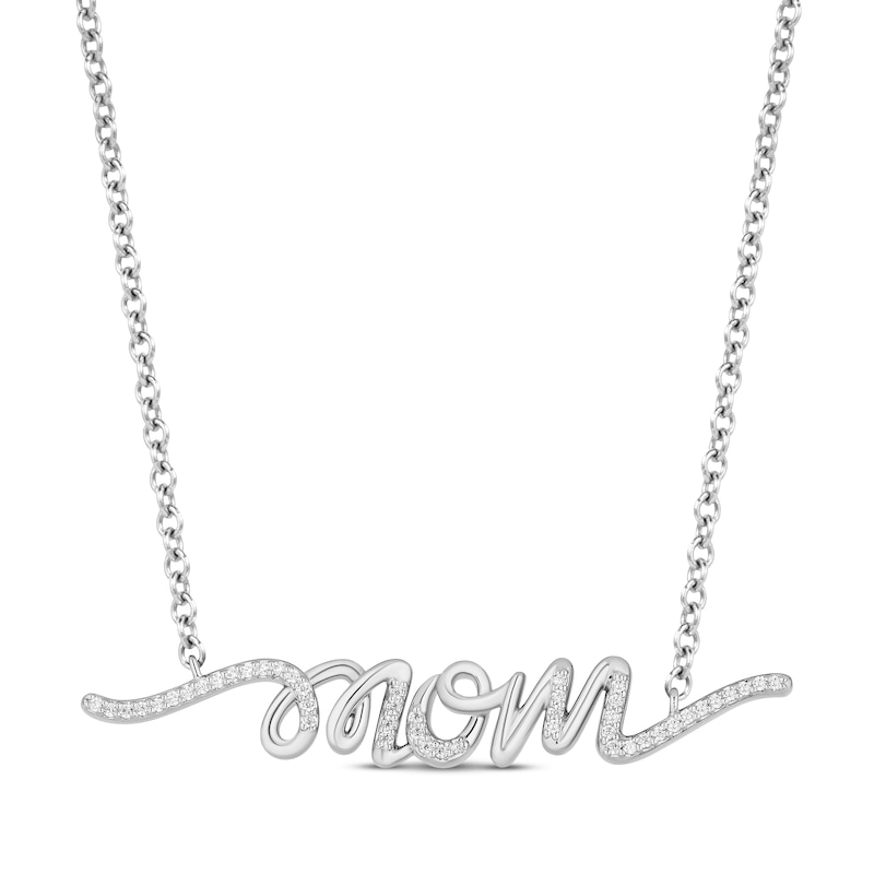 Main Image 1 of Hallmark Diamonds “mom” Necklace 1/10 ct tw Sterling Silver 18”