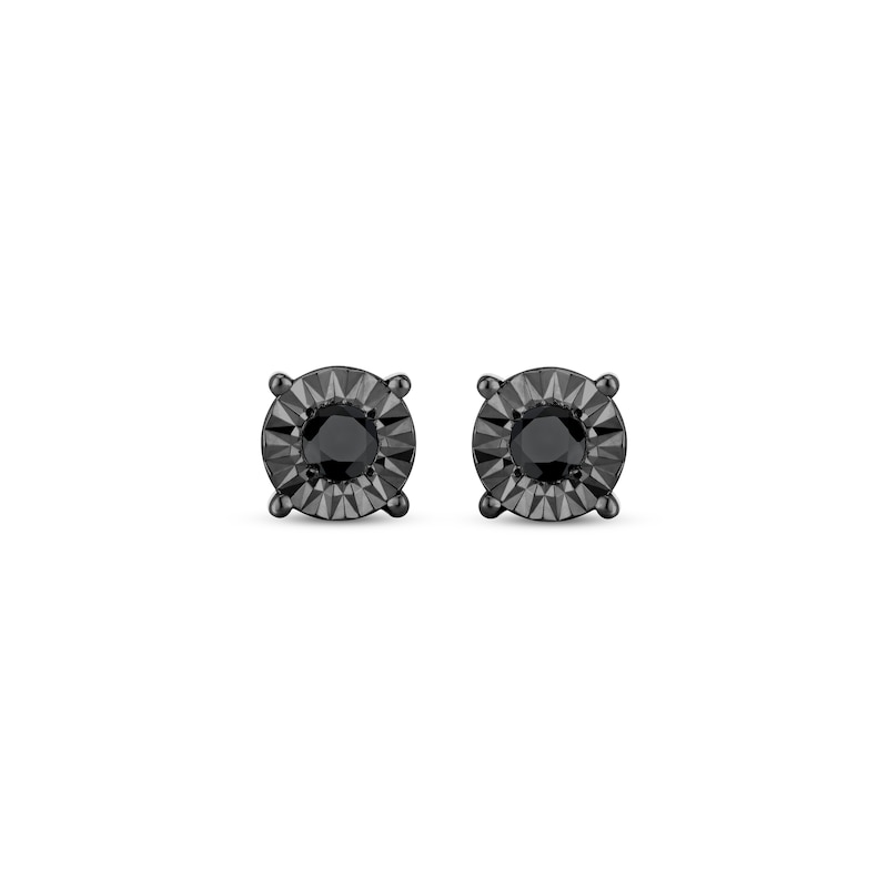 Round-Cut Black Diamond Solitaire Stud Earrings 1/8 ct tw Sterling Silver (I3)