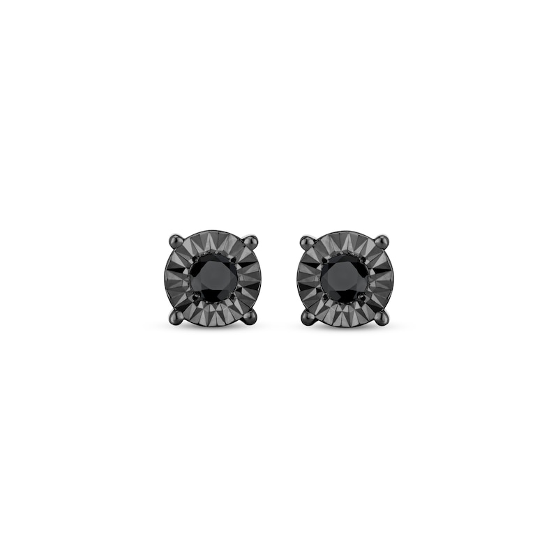 Main Image 2 of Round-Cut Black Diamond Solitaire Stud Earrings 1/8 ct tw Sterling Silver (I3)