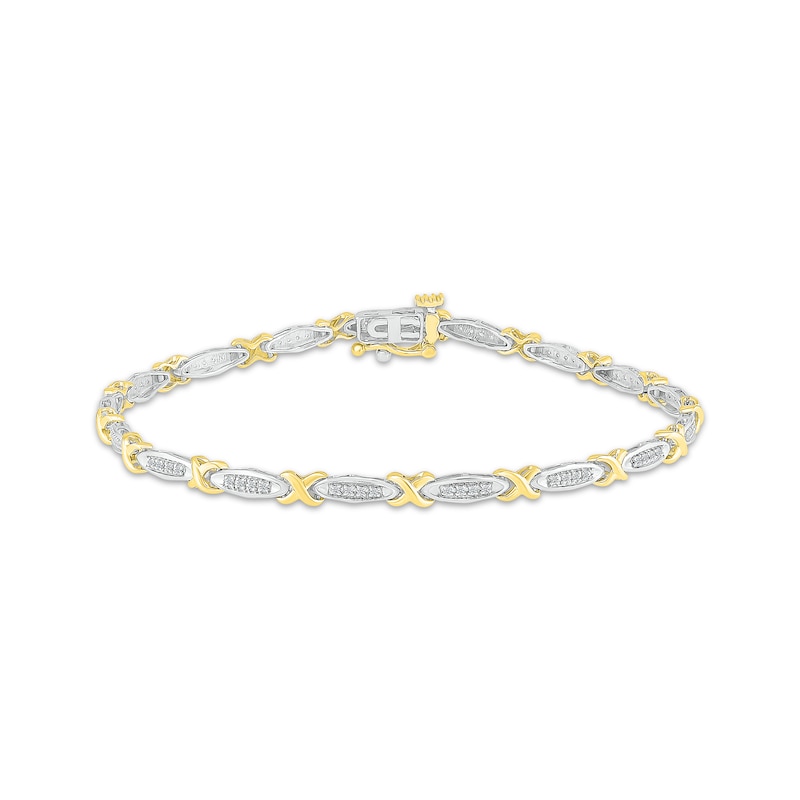 Main Image 1 of Diamond X-Link Bracelet 1/6 ct tw Sterling Silver & 10K Yellow Gold 7&quot;
