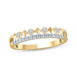 Now + Forever Diamond Two-Row Faux Stack Anniversary Ring 1/5 ct tw 14K Yellow Gold
